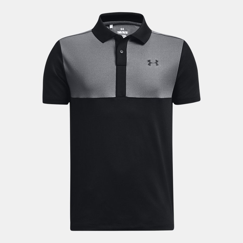 Boys'  Under Armour  Performance Colorblock Polo Black / Pitch Gray / Black YXL (63 - 67 in)